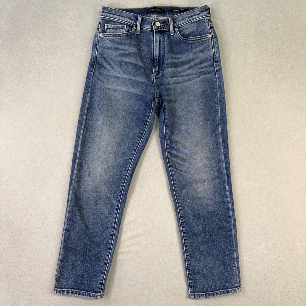 Banana Republic Premium Denim High Rise Straight Leg Jeans Blue 27 Medium Wash